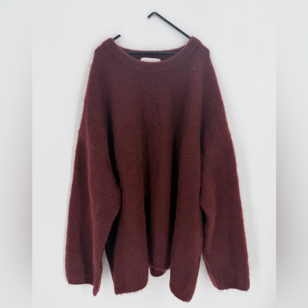 H&M Edition Premium Selection Oversized Mohair Wool Blend Sweater In Burgundy - Picture 2 of 8